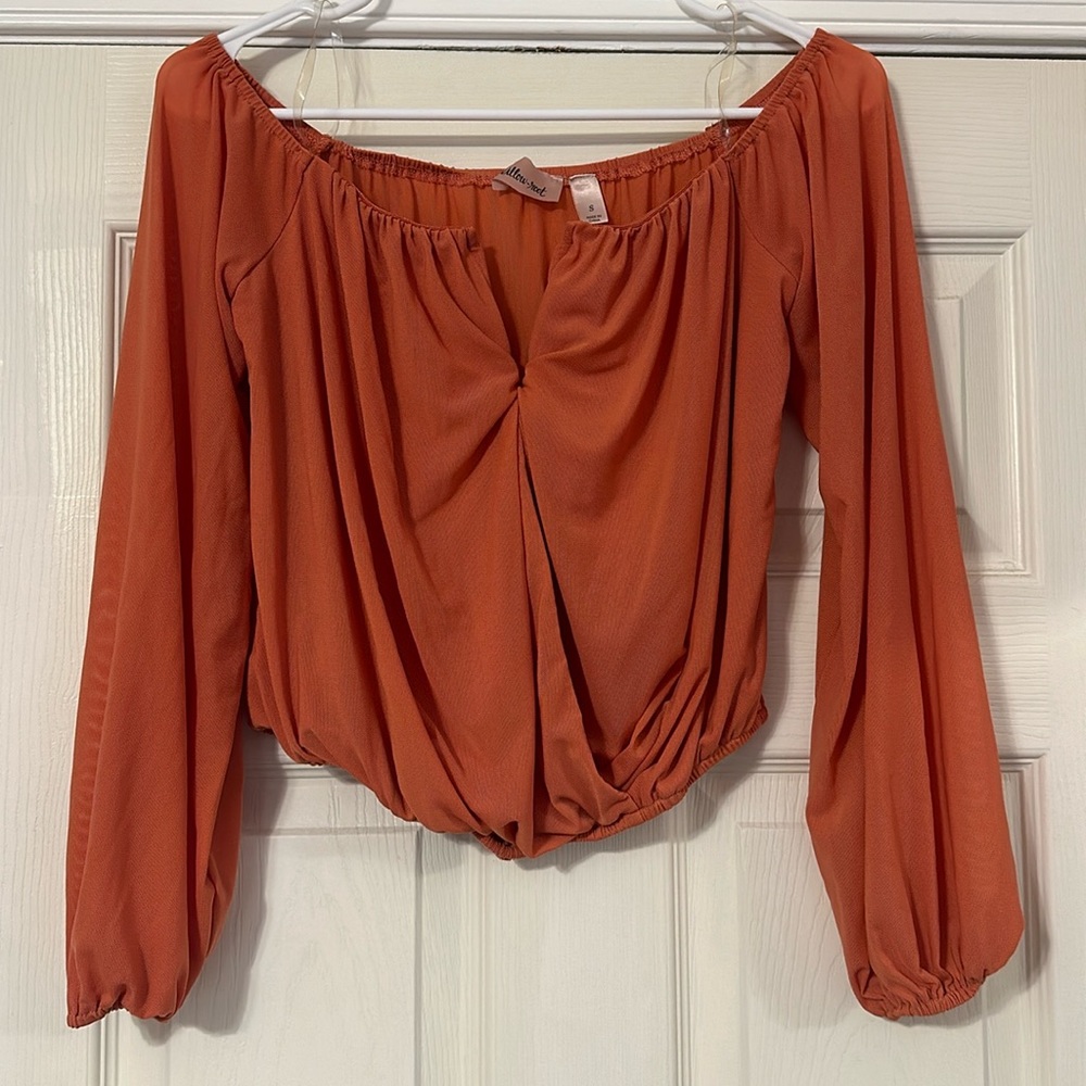 Orange off the shoulder long sleeve top
